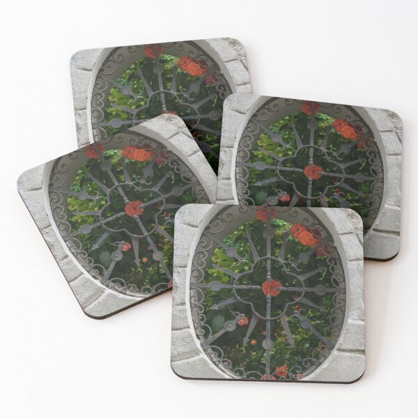 Item preview, Secret Rose Garden Through an Elegantly Barred Fence Window designed and sold by Georgia Mizuleva.