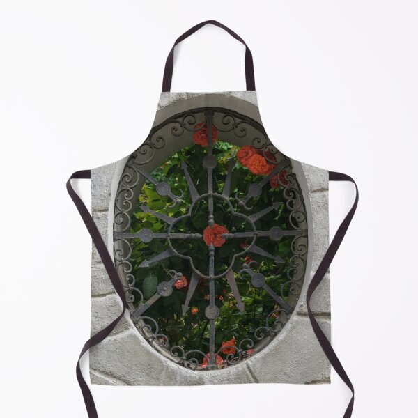 Item preview, Secret Rose Garden Through an Elegantly Barred Fence Window designed and sold by Georgia Mizuleva.