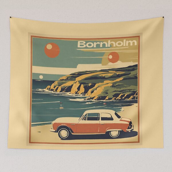 Item preview, Bornholm Retro Poster Denmark Bornholm Souvernir designed and sold by CyberArtistOne.