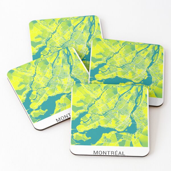Item preview, Montreal Canada Named City Map - Green-Yellow Duotone designed and sold by StylishStacks.