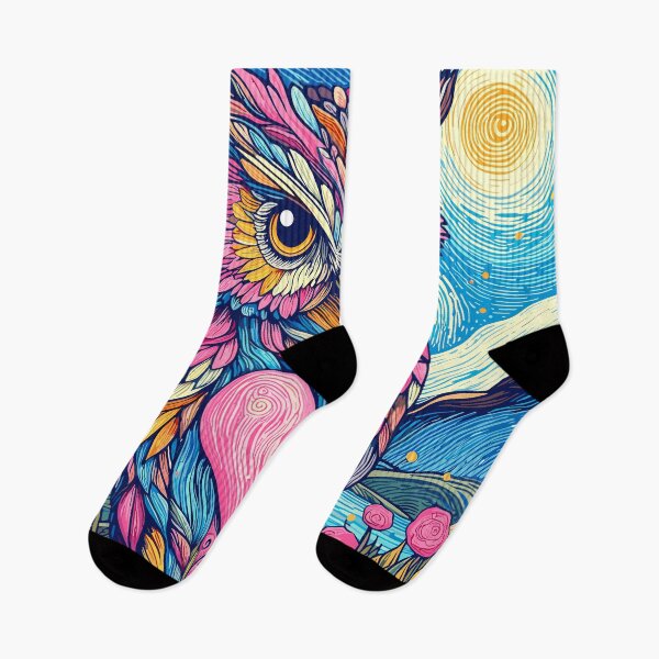 Item preview, Owl and pink heart in Van Gogh style, graphic art image, Valentine's day designed and sold by Niktarka.