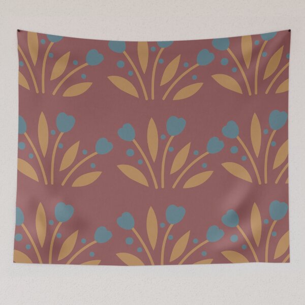Item preview, Blue tulips brown background designed and sold by Mini-Anni.
