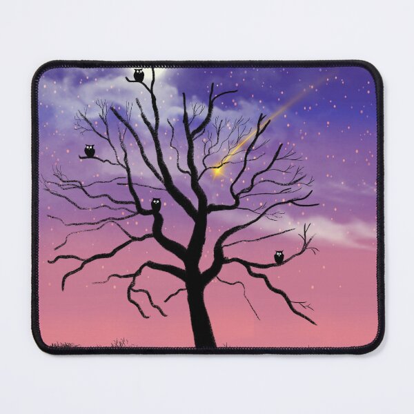 Item preview, tree of life pictures with cute owls on a moonlit night designed and sold by wrightsonarts.