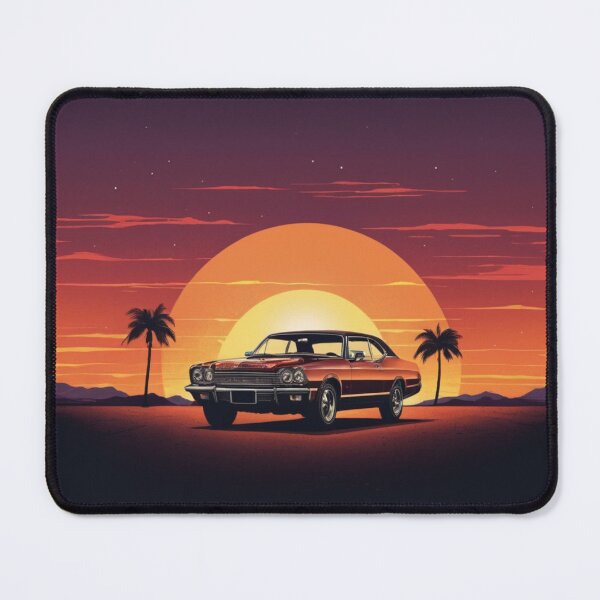 Item preview, Classic Car Sunset: A Vintage Ride Against a Tropical Dusk designed and sold by DotsAndDesigns.