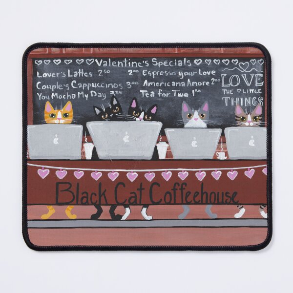 Item preview, Valentine Black Cat Coffeehouse designed and sold by KilkennyCat Art.