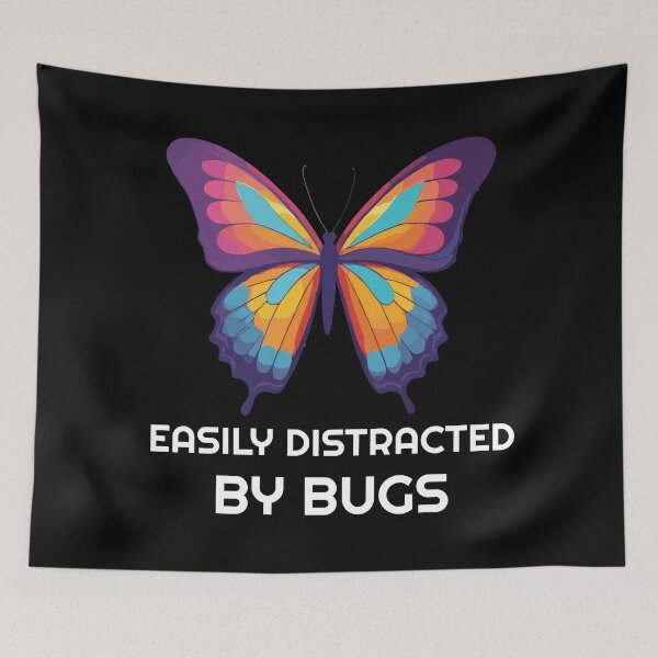 Item preview, Easily distracted by bugs - colorful butterfly designed and sold by twisted-dot.