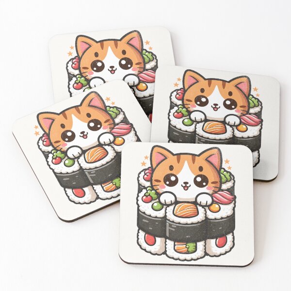 Item preview, Kawaii Sushi Cat - Cute Cartoon Kitten Roll designed and sold by BeansterNL.