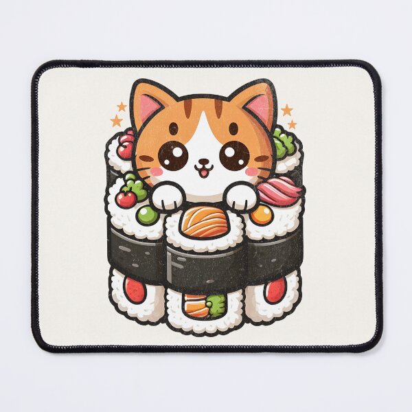 Item preview, Kawaii Sushi Cat - Cute Cartoon Kitten Roll designed and sold by BeansterNL.