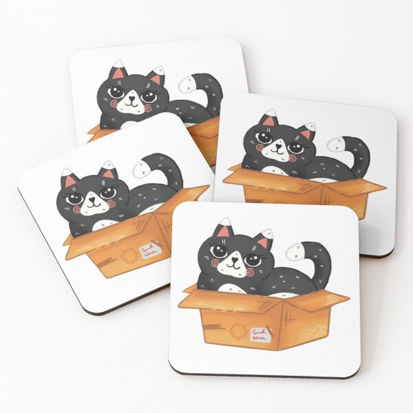 Item preview, Adorable Black Cat In Box | Sticker, Mug designed and sold by NicolasGlowArt.