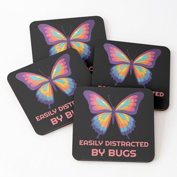 Item preview, Easily distracted by bugs - butterfly - pink text designed and sold by twisted-dot.