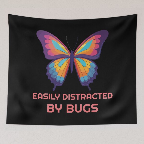 Item preview, Easily distracted by bugs - butterfly - pink text designed and sold by twisted-dot.