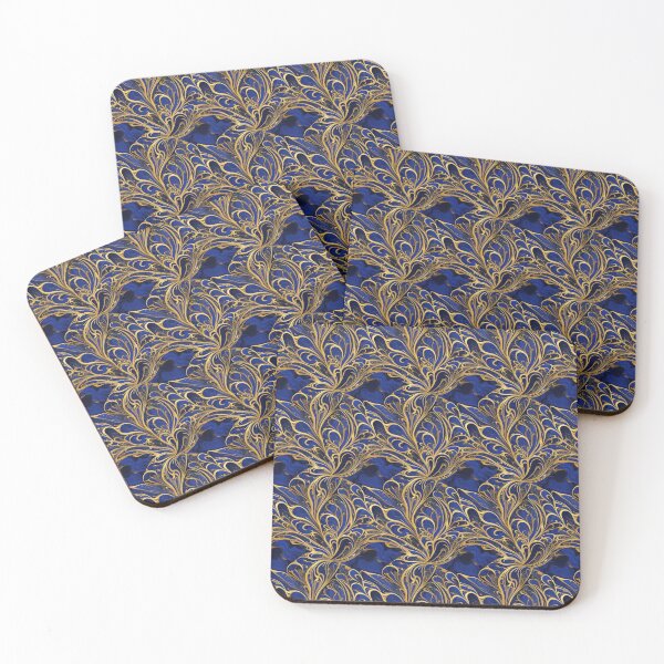 Aperçu de l'œuvre motif marbré bleu royal et doré de luxe créée et vendue par EveStore1.