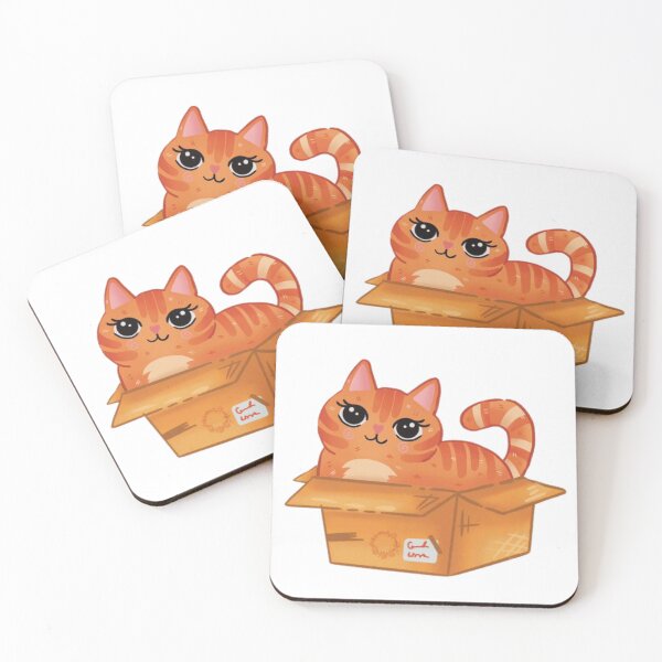 Item preview, Adorable Red Cat In Box | Sticker, Mug designed and sold by NicolasGlowArt.