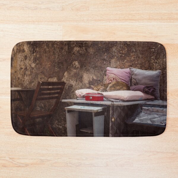 Item preview, Sleeping cat in the streets of Lisbon - photo designed and sold by CineWanderlust.