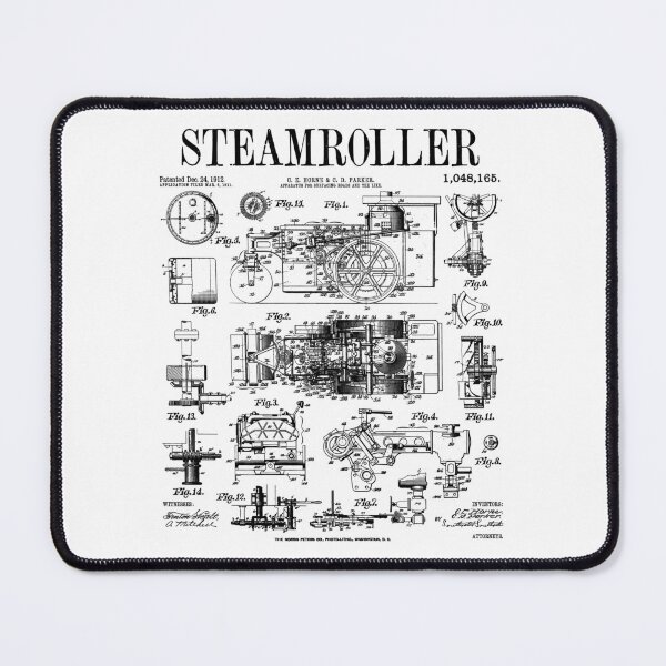 Item preview, Steamroller Heavy Equipment Operator Vintage Patent designed and sold by GrandeDuc.