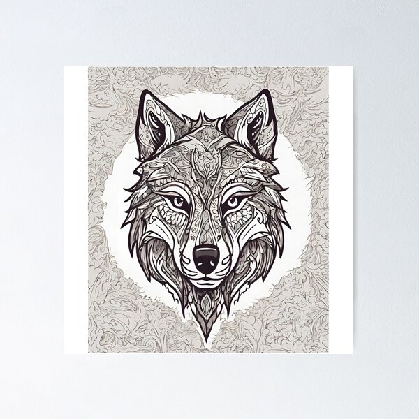 Artikel-Vorschau von Krieger Wolf Kopf Kunst Gesicht Geschenke für Liebhaber Wölfe Wildtiere, designt und verkauft von SimpleP.