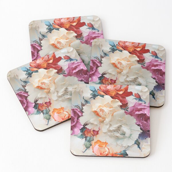 Item preview, Carnation Tile 019 - Ruffled Rainbows in Floral Clusters designed and sold by TheBrainArt.