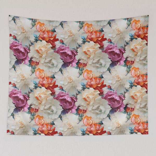 Item preview, Carnation Tile 019 - Ruffled Rainbows in Floral Clusters designed and sold by TheBrainArt.