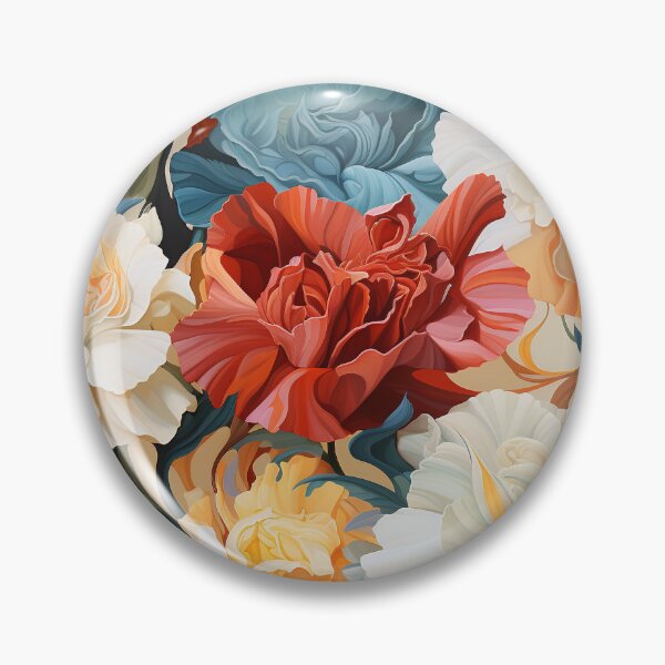 Item preview, Carnation Tile 020 - Ruffled Rainbows in Floral Clusters designed and sold by TheBrainArt.