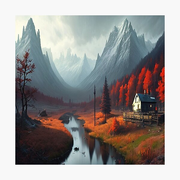 Item preview, A cottage amongst a mountainous valley  designed and sold by Down Unda Store.