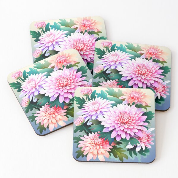 Item preview, Painting of Pink and Orange Chrysanthemum Flowers designed and sold by Petalandfur.
