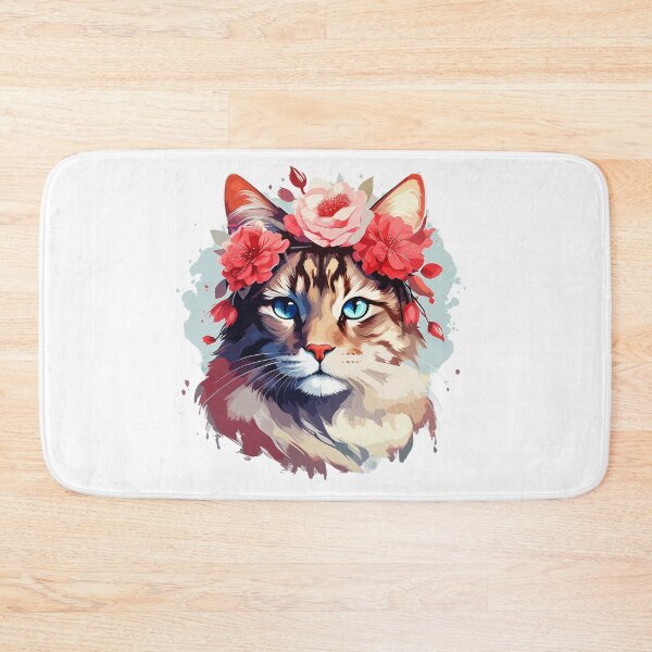 Item preview, A cat with a wreath of flowers designed and sold by danh1z.