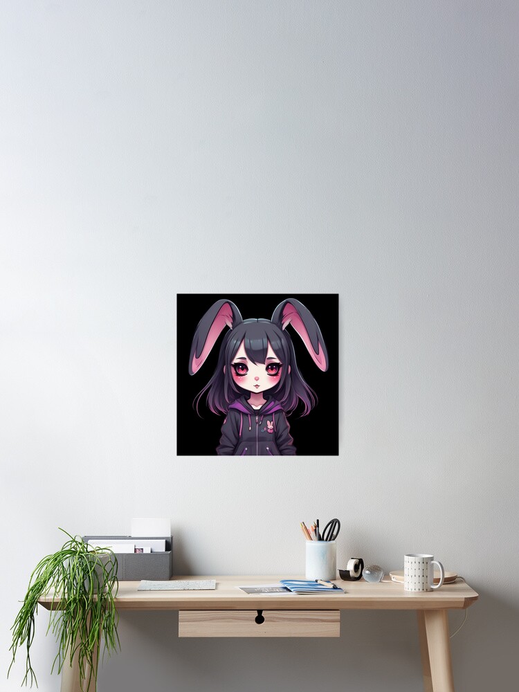 Kawaii Rabbit Girl, Goth Bunny, Floppy Ears