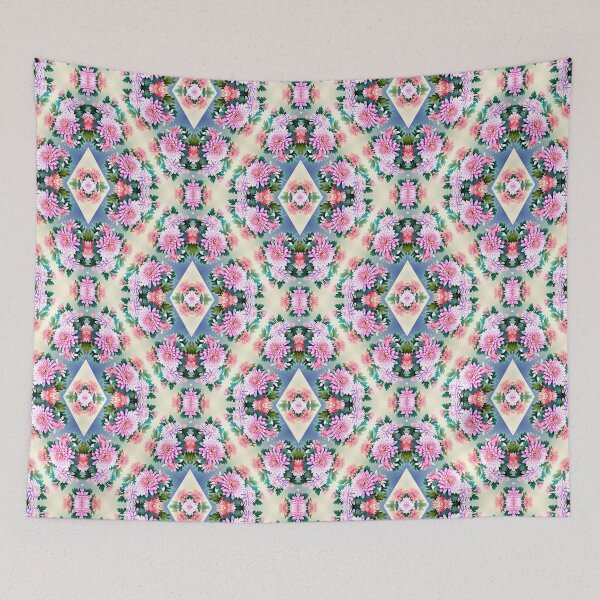 Item preview, Painting of Pink and Orange Chrysanthemum Flowers Seamless Pattern designed and sold by Petalandfur.