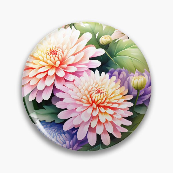 Item preview, Painting of Orange and Lilac Chrysanthemum Flowers designed and sold by Petalandfur.
