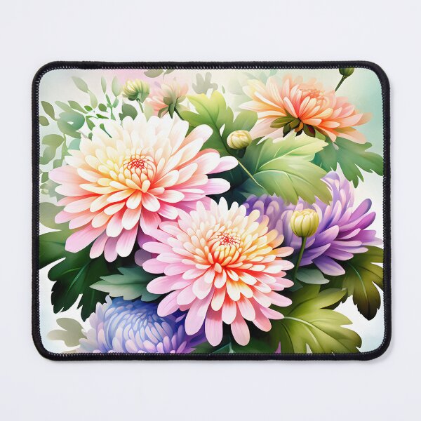 Item preview, Painting of Orange and Lilac Chrysanthemum Flowers designed and sold by Petalandfur.