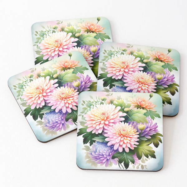 Item preview, Painting of Orange and Lilac Chrysanthemum Flowers designed and sold by Petalandfur.