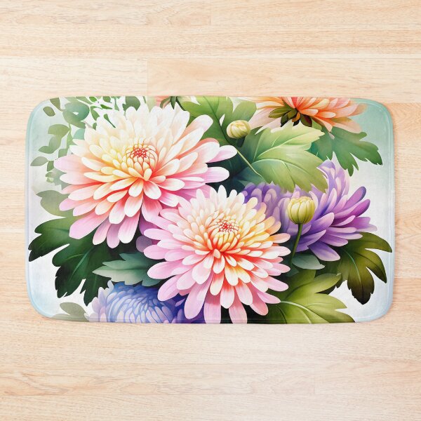 Item preview, Painting of Orange and Lilac Chrysanthemum Flowers designed and sold by Petalandfur.