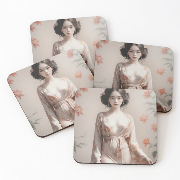 Item preview, Elegance Unveiled: Geisha in a Revealing Floral Kimono designed and sold by MAN  FROM MARS.