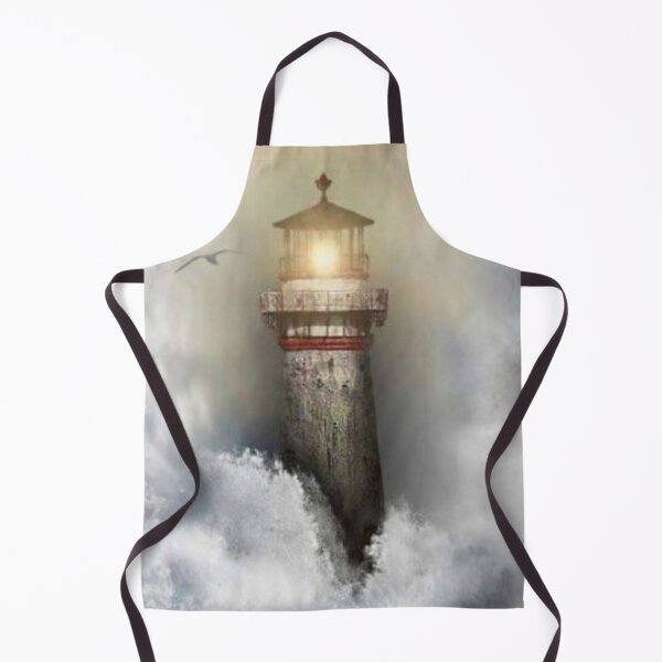 Item preview, sturdy lighthouse art amidst storm waves with lights among seagulls designed and sold by koringaFTS.