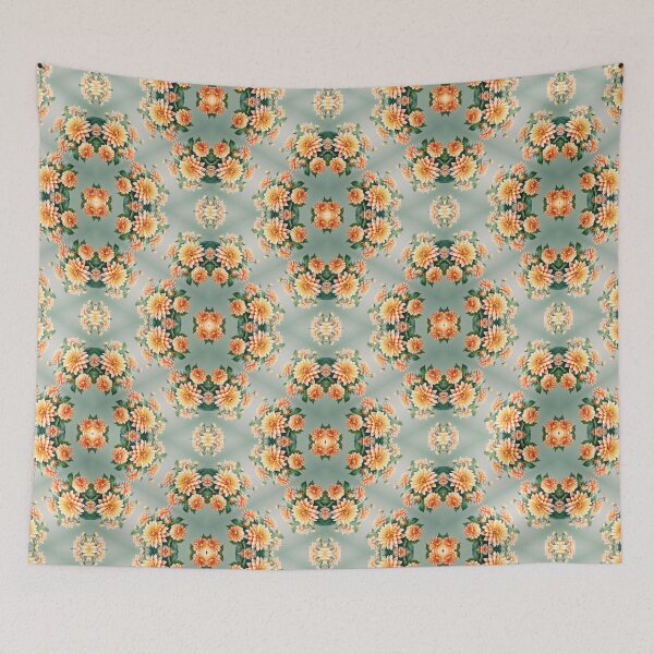 Item preview, Painting of Orange Dahlia Flowers Seamless Pattern designed and sold by Petalandfur.