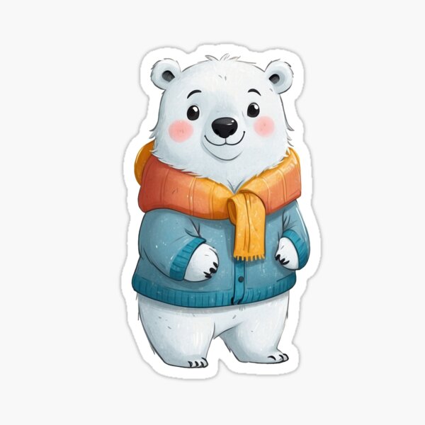 Polar Bear White Line Aesthetics Cute Funny Cartoon Decals - Temu