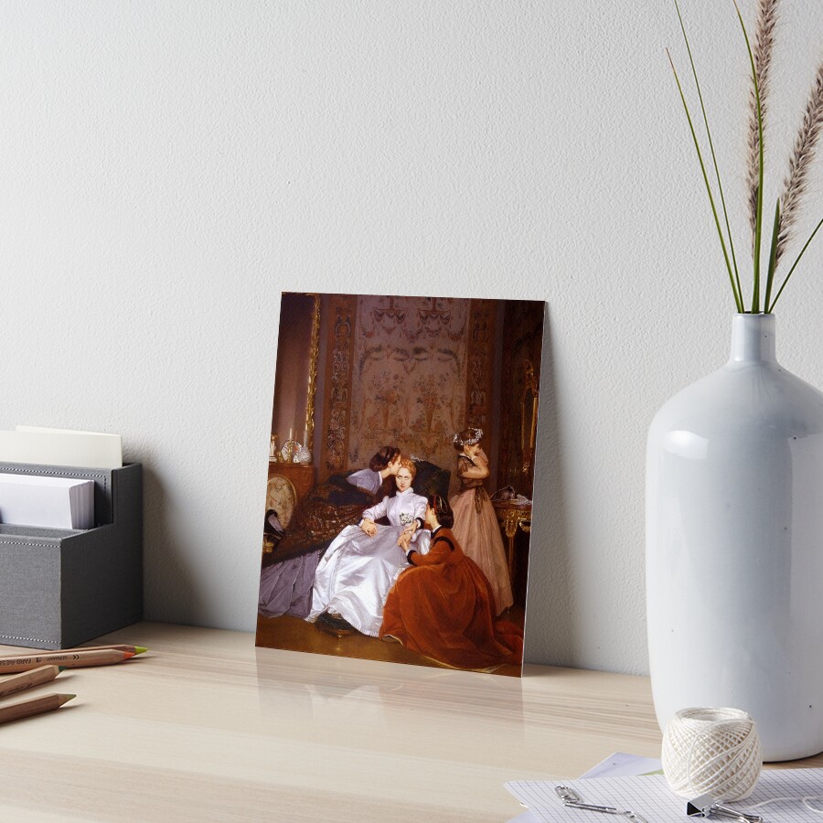 The Reluctant Bride | The Hesitant Fiancée still life female portrait painting by Auguste Toulmouche Framed Art Print