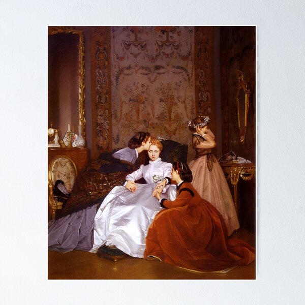 Item preview, The Reluctant Bride | The Hesitant Fiancée still life female portrait painting by Auguste Toulmouche designed and sold by Jéanpaul  Ferro.