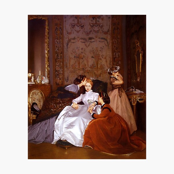 Item preview, The Reluctant Bride | The Hesitant Fiancée still life female portrait painting by Auguste Toulmouche designed and sold by Jéanpaul  Ferro.
