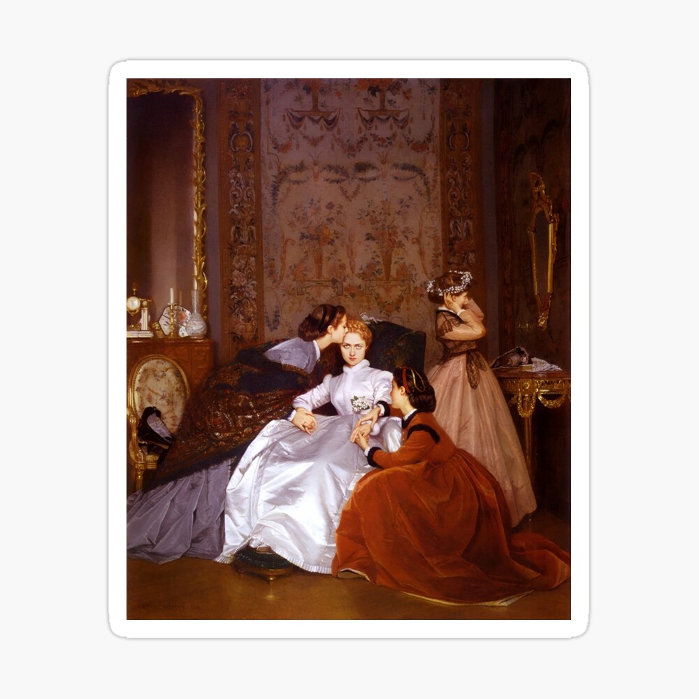 The Reluctant Bride | The Hesitant Fiancée still life female portrait painting by Auguste Toulmouche Framed Art Print