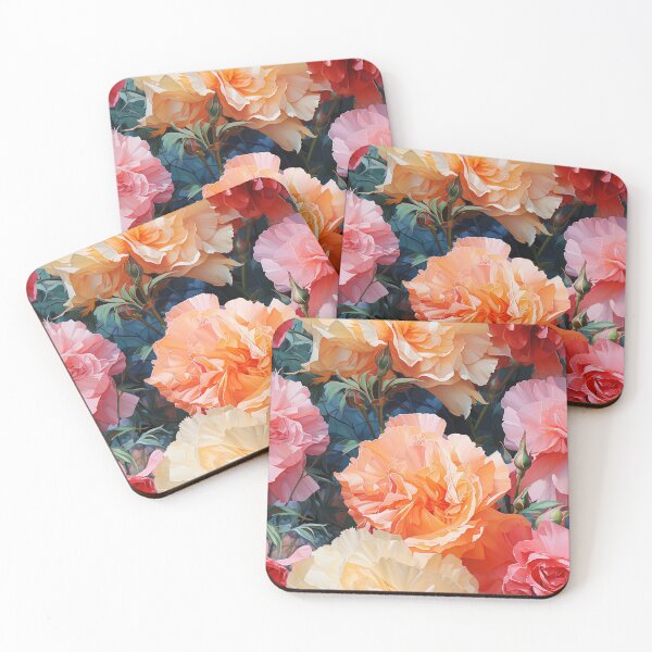 Item preview, Carnation Tile 024 - Ruffled Rainbows in Floral Clusters designed and sold by TheBrainArt.
