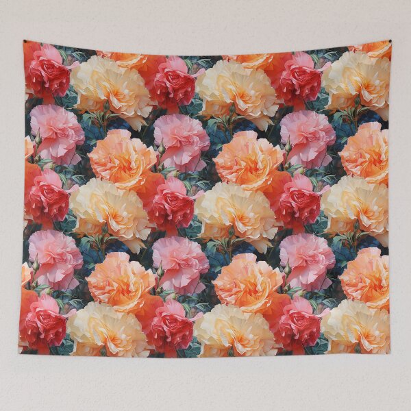 Item preview, Carnation Tile 024 - Ruffled Rainbows in Floral Clusters designed and sold by TheBrainArt.