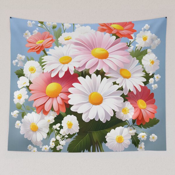 Item preview, Painting of White and Pink Daisy Flowers designed and sold by Petalandfur.