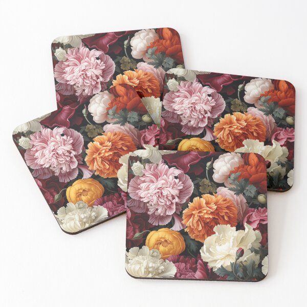 Item preview, Carnation Tile 025 - Ruffled Rainbows in Floral Clusters designed and sold by TheBrainArt.