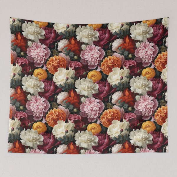 Item preview, Carnation Tile 025 - Ruffled Rainbows in Floral Clusters designed and sold by TheBrainArt.