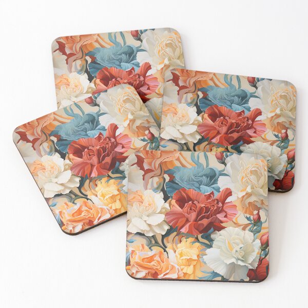 Item preview, Carnation Tile 026 - Ruffled Rainbows in Floral Clusters designed and sold by TheBrainArt.