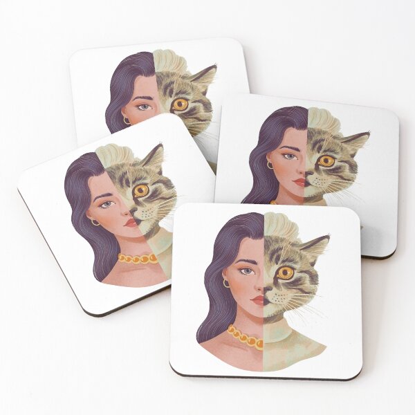 Item preview, Dual Portrait of half women and cat designed and sold by DEVINE-PIXELZ.