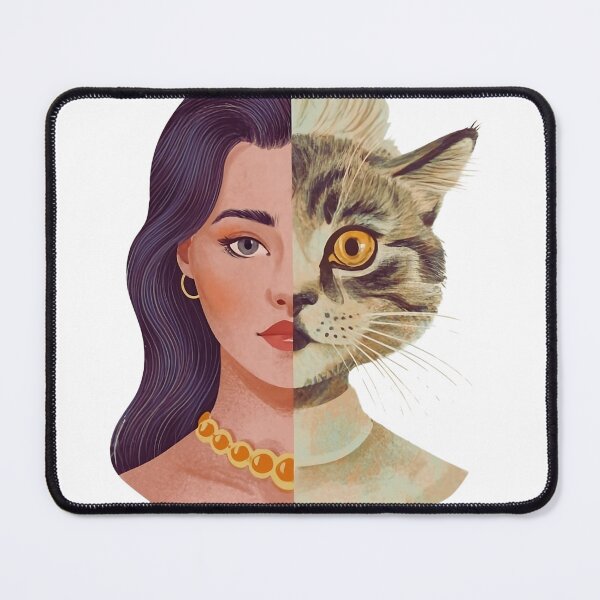 Item preview, Dual Portrait of half women and cat designed and sold by DEVINE-PIXELZ.