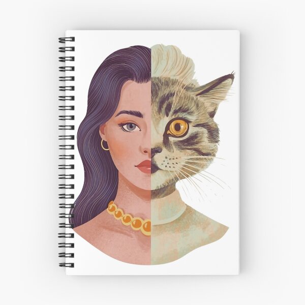 Item preview, Dual Portrait of half women and cat designed and sold by DEVINE-PIXELZ.
