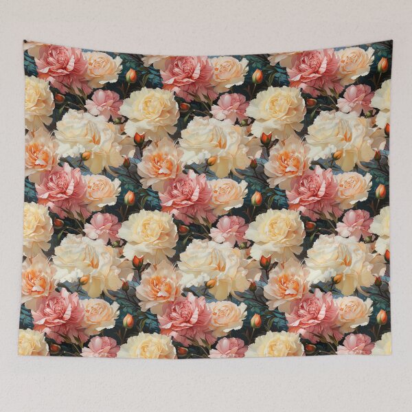 Item preview, Carnation Tile 027 - Ruffled Rainbows in Floral Clusters designed and sold by TheBrainArt.